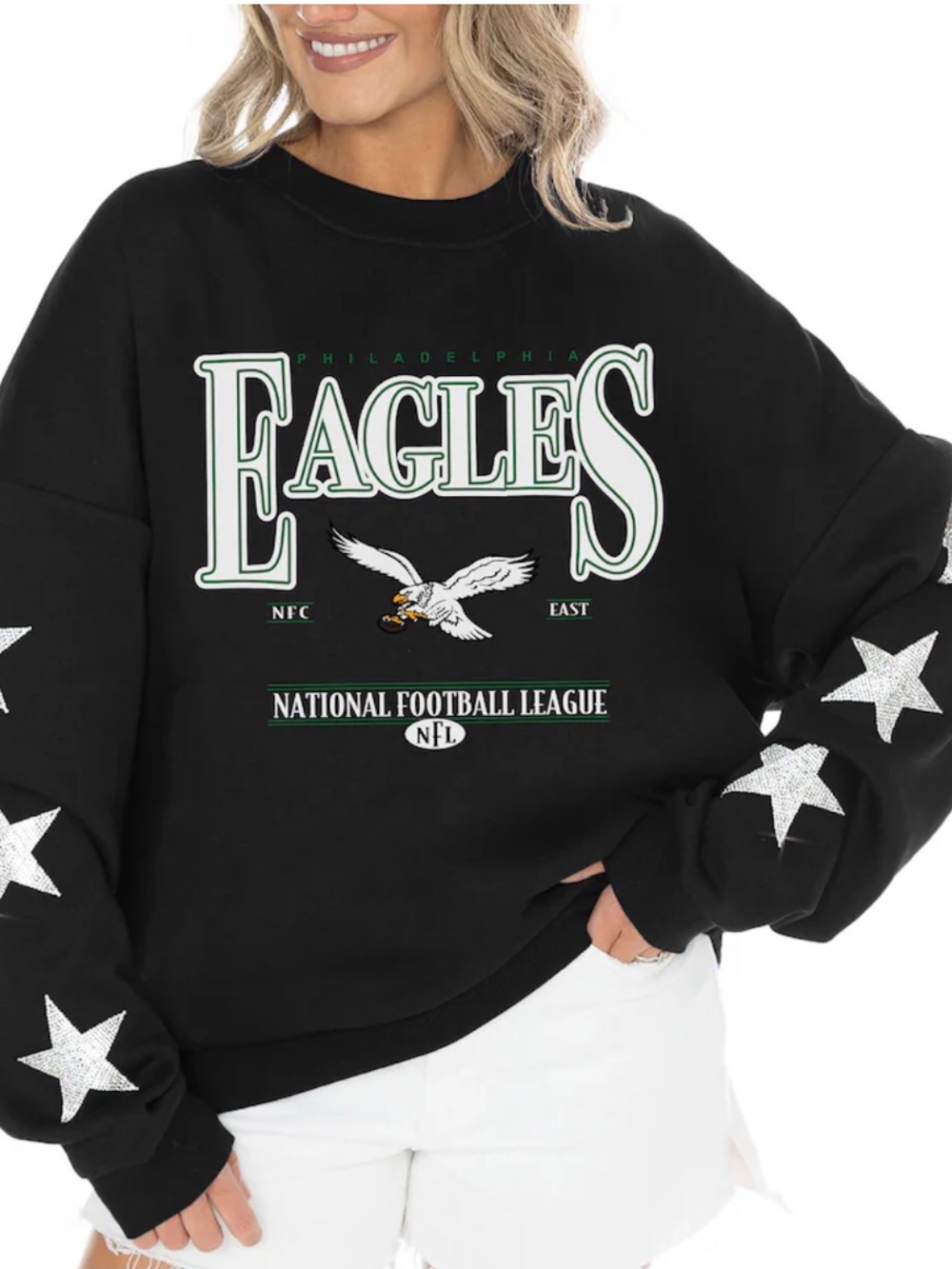 Philadelphia Eagles Gameday Couture Women's Rhinestone Star Sleeve NWT
